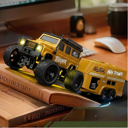 Pack Mini 4x4 Expédition RC 1:64 – Camion de Franchissement avec Remorque Camping