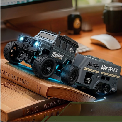 Pack Mini 4x4 Expédition RC 1:64 – Camion de Franchissement avec Remorque Camping