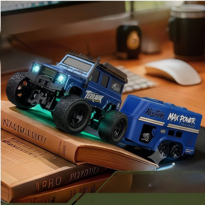 Pack Mini 4x4 Expédition RC 1:64 – Camion de Franchissement avec Remorque Camping