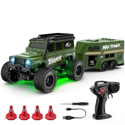 Pack Mini 4x4 Expédition RC 1:64 – Camion de Franchissement avec Remorque Camping